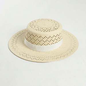 Nouveau Chapeau Canotier Décontracté en Paille Tressée Tendance Printemps-Été Creux pour la Plage - Product Image 2