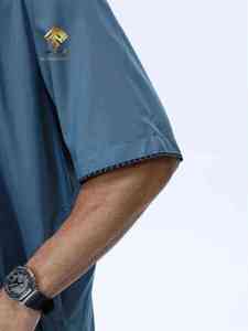 Al Haramain <b>Men's</b> Blue <b>Thobe</b> Short Sleeve Cotton Casual Daily Wear Regular Fit Middle Eastern Style Breathable Thawb - Product Image 1