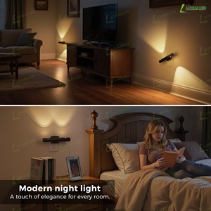 LOHAS Lampada Notturna LED Nera Rotante a 180° con Sensore Crepuscolare, Luce da Comodino Dimmerabile per Camera da Letto e Corridoio - Product Image 4