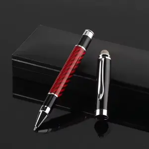 neu Der beliebteste Berührungsroller-Stift aus Kohlefaser 2-in-1 Rollerball-Stift Packung nach Geschenkbox Stylus Farbe schweres Business-Stift-Set