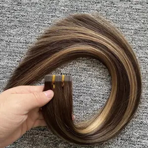 Super Drawn Full Thick End Tape in Hair Extensions 100% Virgin European Natural Human Hair Tape In Extensions