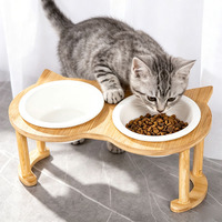 Bols pour animaux de compagnie en bambou, écologiques, naturels, élégants et durables pour chats et chiens, vaisselle pour animaux de compagnie