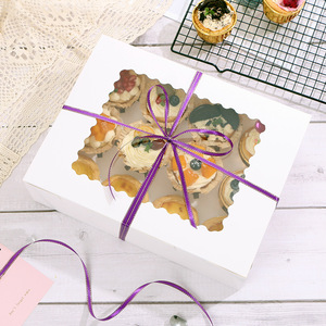 Paquete <span class=keywords><strong>de</strong></span> 12 cajas <span class=keywords><strong>para</strong></span> cupcakes al por mayor, cartón blanco, pastelería, magdalenas, <span class=keywords><strong>caja</strong></span> <span class=keywords><strong>para</strong></span> Tartas, embalaje <span class=keywords><strong>de</strong></span> postres con ventana - Product Image 2