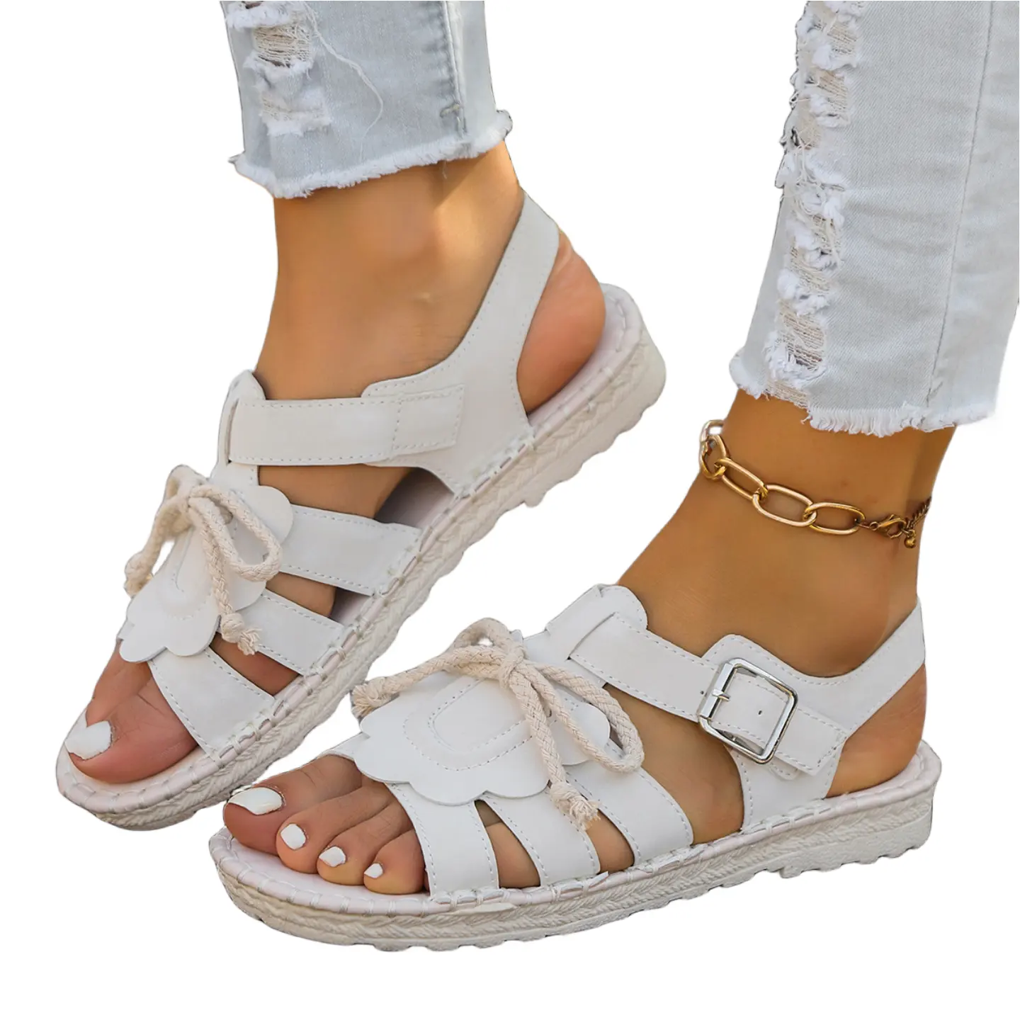 Prezzo di fabbrica all'ingrosso lino suola facile da camminare donna sandali scarpe con elastico YTXNT52