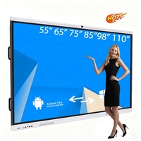 Écran plat interactif électronique LCD tactile 20 points 4K de 65/75/86/98/110 pouces avec cadre en aluminium pour une utilisation en classe
