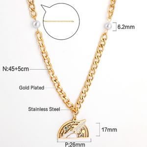 Collier pour femme élégant et personnalisé en acier inoxydable, chaîne à maillons tendance, style hip-hop, pendentif en métal - Product Image 5