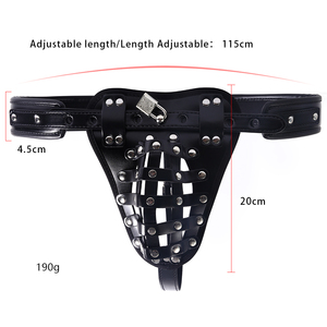Bragas de <span class=keywords><strong>castidad</strong></span> de cuero SM para hombres, con jaula de bloqueo, pantalones de jaula de pene de <span class=keywords><strong>castidad</strong></span>, venta al por mayor - Product Image 4