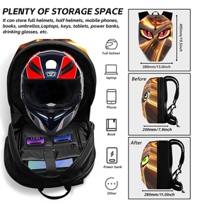 酷铁风格骑士摩托车发光二极管背包带遥控屏幕图案防水双肩包 - Product Image 3