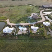 Tente bulle gonflable géante de luxe pour l'extérieur, double chambre, hôtel bulle de glamping avec salle de bain