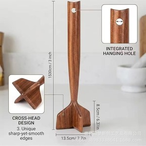Wooden potato masher, <b>meat</b> slicer, hamburger powder <b>grinder</b>, potato masher, kitchen utensils, cooking tools - Product Image 4