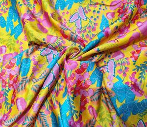 High Quality Woven Floral Printed Chanderi <b>Silk</b> <b>Fabric</b> Lightweight Multicolor Soft Breathable Kurti Dupatta Suit Dress Making - Product Image 1