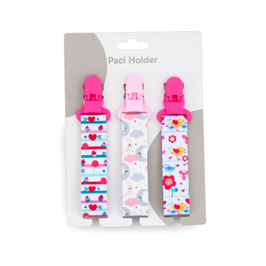 Lot de 3 attaches-sucettes pour bébé en tissu polyester, sans BPA, de qualité alimentaire, avec chaîne en carton et clip en coton, design coloré et mignon - Product Image 1