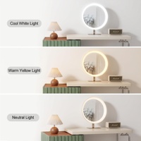 Coiffeuse moderne avec tiroirs, table de maquillage réglable avec miroir LED, meuble de rangement en MDF pour hôtel, salon, chambre à coucher