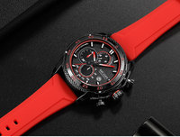 Montre de luxe pour homme Megir 2211 avec bracelet en silicone, mouvement à quartz, aiguilles lumineuses, chronographe, étanche, montre de sport