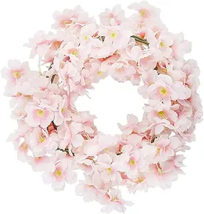 Искусственные розовые и белые поддельные декоративные цветы, поддельные цветки вишни, цветок персика, ветки виноградной лозы для подвешивания шелковых цветов, гирлянда