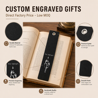 Marque-page gravé au laser personnalisé en cuir PU long – Cadeau promotionnel