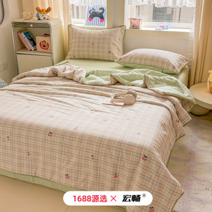 1688 X 100% Cotton Summer <b>Quilt</b> Set 4-Piece Cooling Thin Air Conditioning <b>Quilt</b> Reactive Dyeing Jiangsu Origin - Product Image 4