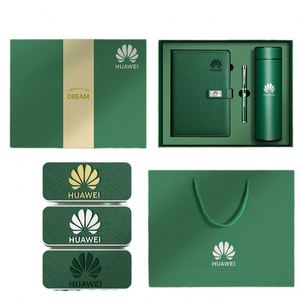 Promotion Company Logo and University Graduation Souvenirs Leather Cover Customized A5 <b>Notebook</b> and Thermos Cup Gift Box <b>Set</b> - Product Image 1
