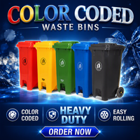 Poubelles en plastique en gros, poubelles à roulettes d'extérieur avec/sans pédale pour les déchets municipaux et communautaires