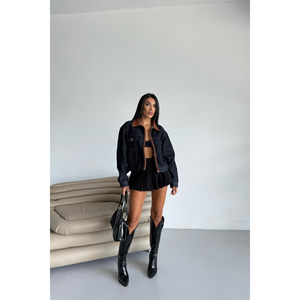 Veste en jean suédé YAKA pour femme, bleu marine - Manteaux élégants - Product Image 2