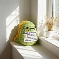 Porte-clés en peluche dinosaure au crochet fait main, breloque de sac, jouet doux avec carte de message, décoration d'intérieur Kawaii, cadeau pour ami, vente en gros