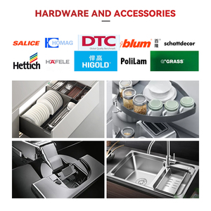 Armoire de <span class=keywords><strong>cuisine</strong></span> de luxe en aluminium durable avec système de levage intelligent, panier extractible, ensemble complet modulaire avec îlot central - Product Image 2