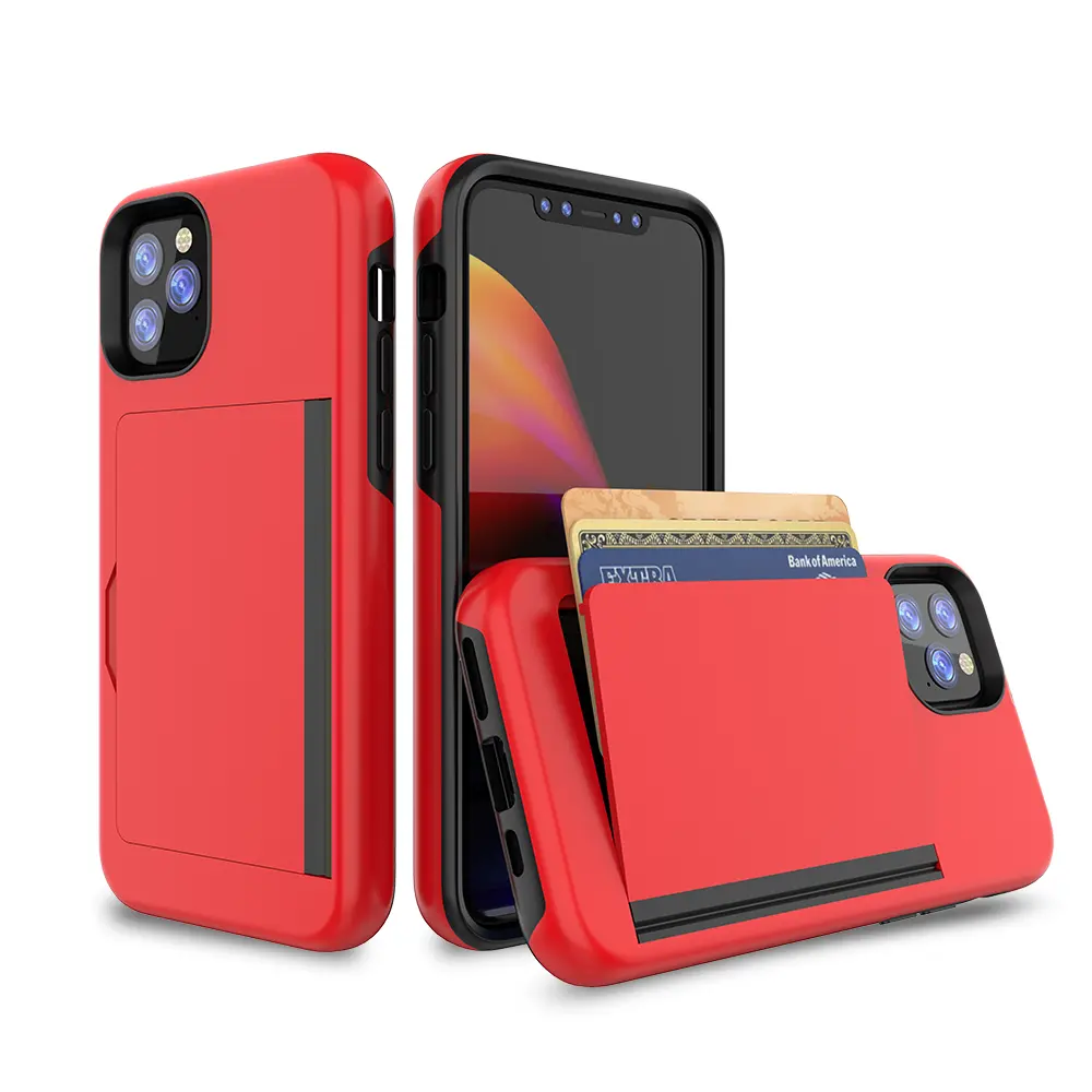 Nieuw Product 2020 Pc Tpu Telefoon Geval Kaarthouder Insert Kaartsleuf Portemonnee Telefoon Case Voor Iphone 11 Pro Max