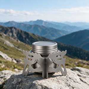 Réchaud à alcool en titane pur et support en alliage, kit de brûleur portable pour camping, pique-nique, voyage, petit barbecue - Product Image 1