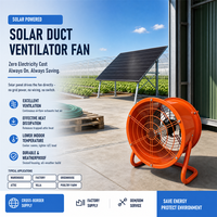 Ventilateur solaire pour conduit 14 pouces, haute performance, à roulement à billes, double alimentation (solaire et secteur), OEM ODM pour usine, serre, ferme