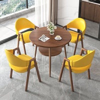 Nouveauté, style moderne et luxueux, options de couleurs, prix bas, vente en gros, ensemble de table et de chaises rondes pour 4 personnes