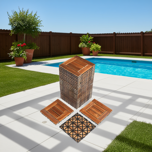 Dalles de terrasse en bois emboîtables modernes 11,8 x 11,8 imperméables pour piscine et patio extérieur - Product Image 2