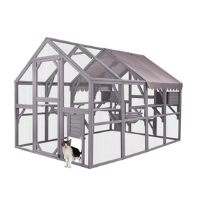 Jaalex نوع جديد من الفناء الخلفي في الهواء الطلق مقاوم للماء خشبي متعدد المستويات منزل فيلا القط حيوان أليف كبير - Product Image 6