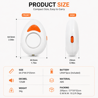 Alarme vibratoire et alarme personnelle 2-en-1 MEINOE 125 dB - Détecteur de cambriolage sans fil avec lumière LED pour la sécurité domestique CE FCC