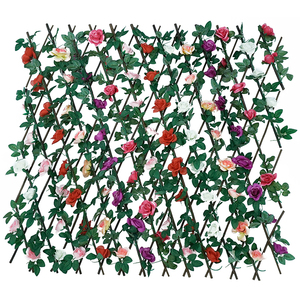 Faux Ivy <span class=keywords><strong>Leaves</strong></span> <span class=keywords><strong>Fence</strong></span> Decor recinzione artificiale espandibile con fiori - Product Image 5