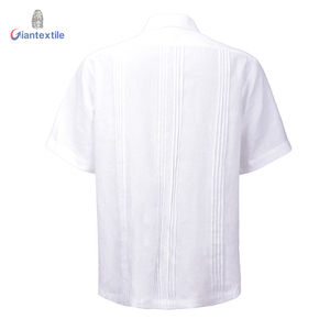 Camisas Guayaberas Cubanas de Alta Gama para <span class=keywords><strong>Hombre</strong></span>, Transpirables, Teñidas con Hilo, 100% Lino, Manga Corta, Blancas, Popelina de Otoño, ODM - Product Image 2