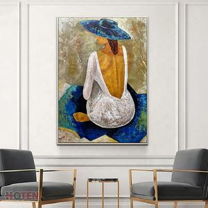 <span class=keywords><strong>Peinture</strong></span> à l'huile <span class=keywords><strong>abstraite</strong></span> faite à la main sur toile, <span class=keywords><strong>femme</strong></span> sexy en robe rouge, chapeau tenant un couteau, <span class=keywords><strong>corps</strong></span> chaud, <span class=keywords><strong>femme</strong></span>, taille personnalisée, à des fins décoratives - Product Image 2