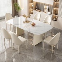 Tables à dîner rectangulaires contemporaines avec plateau en pierre frittée à motif paysager unique pour salle à manger haut de gamme – Vente en gros