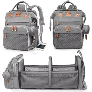 Muestra gratuita, mochila pañalera de piel sintética vegana, diseño multibolsillos, personalizada por el fabricante, a la moda, para mamá y bebé - Product Image 2