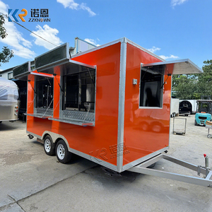 Rimorchio Mobile per Catering Commerciale Rosso con Barra <span class=keywords><strong>di</strong></span> Traino, Telaio in Acciaio Inox, Doppio Asse e Finestra Scorrevole per Gelati - Product Image 2