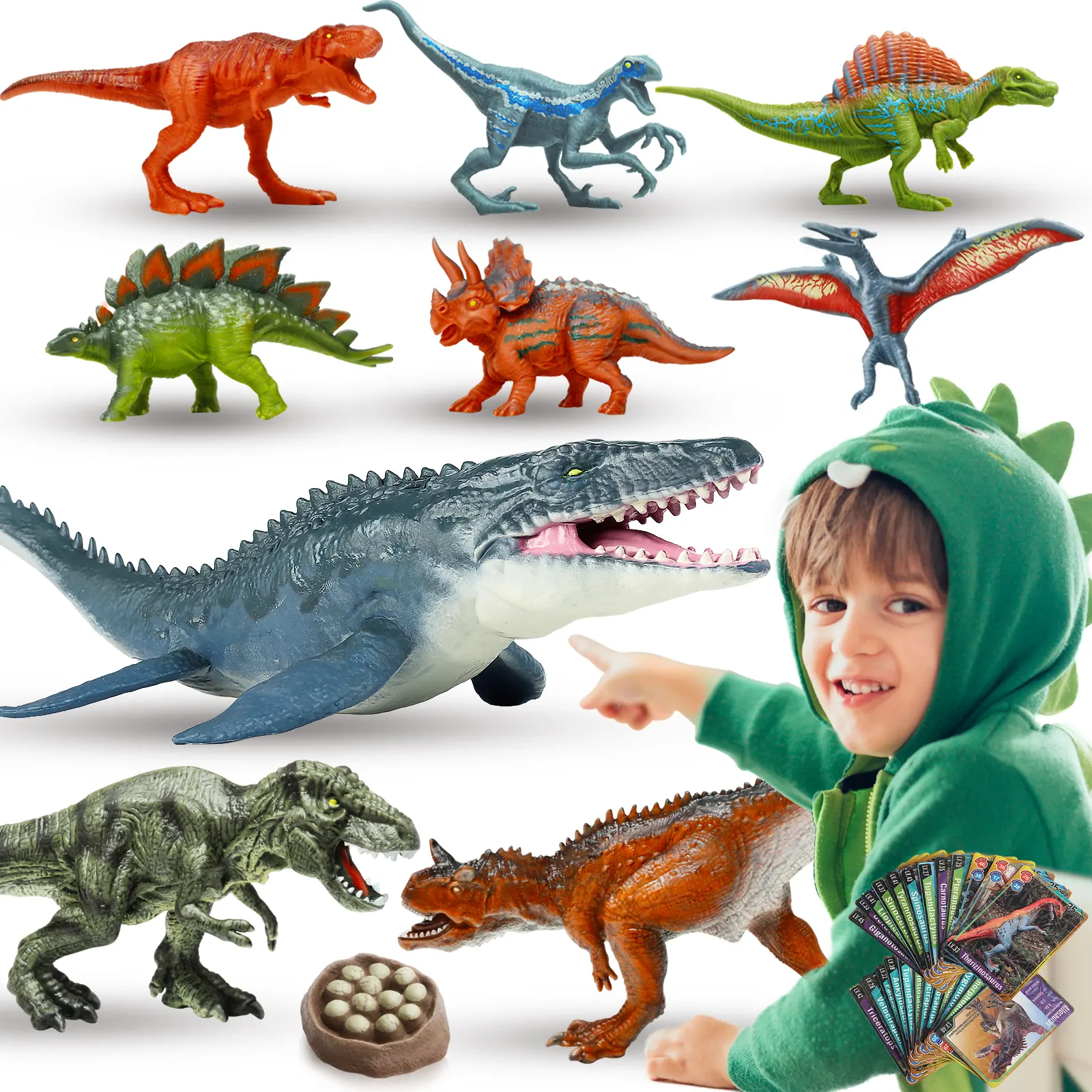 फैक्टरी थोक 35 पीसी सॉफ्ट पीवीसी प्लास्टिक डायनासोर 3-5 साल के बच्चों के लिए मॉडल डायनासोर
