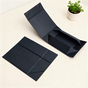Caja de embalaje magnética plegable de una pieza, negra, personalizada, en forma de libro, resistente a arañazos, mate, para regalo. - Product Image 3