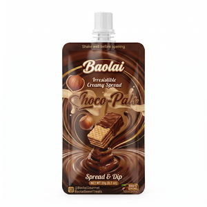 Sachet plat imprimé sur mesure sans BPA, pochette souple avec bec verseur pour emballage de 100g 200g de crème de <span class=keywords><strong>chocolat</strong></span> ou de cacao - Product Image 4