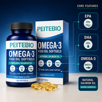 PEITEBIO Huile de poisson Oméga 3 en gélules pour chiens et chats avec EPA DHA Huile de saumon naturelle Soutien cutané et articulaire 120 gélules