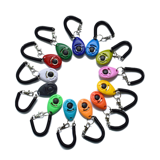 Wholesale Custom 2-in-1 Multicolor ABS Dog Training Clicker Whistle Professional Pet Training Clicker with Wrist Strap