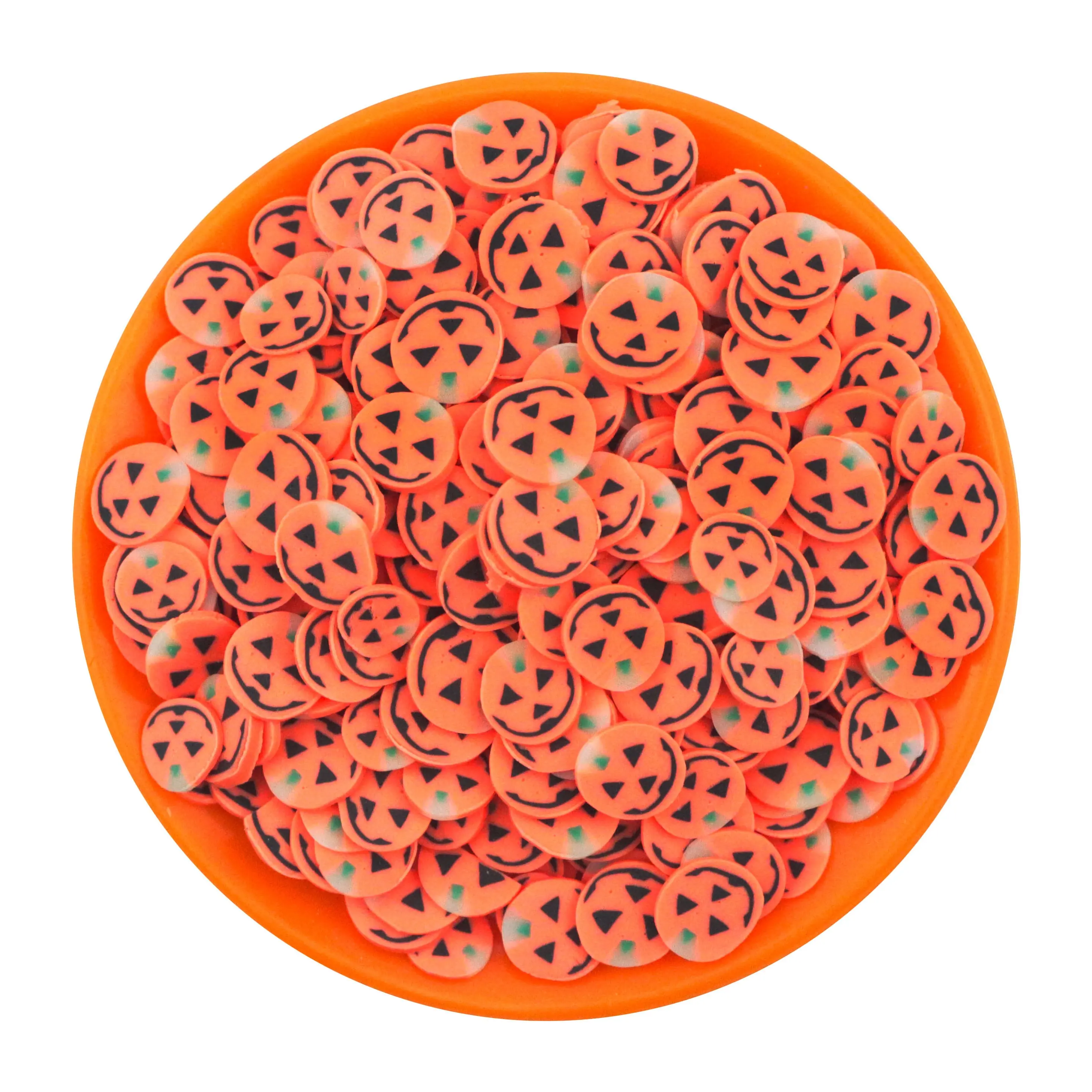 HENGXIN dibujos animados de Halloween naranja cara sonriente calabaza arcilla polimérica asperja rebanadas para Slime Nail Phone Case Decoración