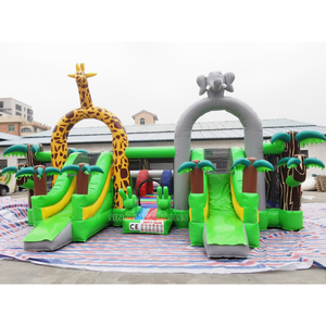 8x7m grand <span class=keywords><strong>parc</strong></span> d'amusement gonflable de terrain de jeu de thème de zoo d'intérieur avec le parcours d'obstacles de glissière n pour des centres de jeu gonflables d'enfants - Product Image 2