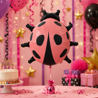 Ballon Coccinelle en Aluminium pour Pique-nique en Plein Air et Fête d'Anniversaire en Intérieur, Décoration de Fête, Ballon en Aluminium Cartoon Tridimensionnel