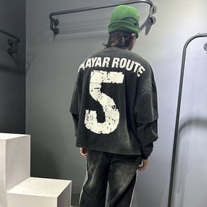 Sudadera de Hombre con Logotipo Personalizado, Estilo Acid Wash, Estampado Gráfico Oversize, Vintage Grunge, Cuello Redondo, Hip Hop - Product Image 3