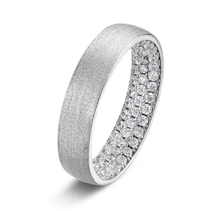 Bague éternité en argent sterling S925 avec zircon blanc 5A, finition brossée, pavé intégral pour femmes - Product Image 1