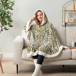 Super doux et confortable, en flanelle pelucheuse, en <span class=keywords><strong>polaire</strong></span> sherpa, tricoté, <span class=keywords><strong>capuche</strong></span> d'hiver, léopard, vêtement pour <span class=keywords><strong>femme</strong></span>, poncho portable, cape, couverture - Product Image 3